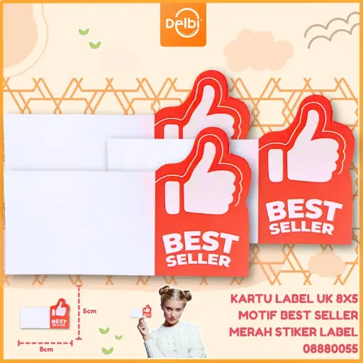 [08880055] KARTU LABEL UK 8X5 MOTIF BEST SELLER MERAH STIKER LABEL