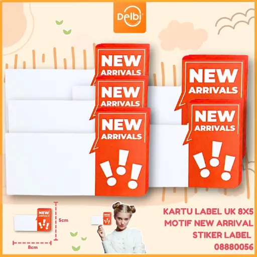 [08880056] KARTU LABEL UK 8X5 MOTIF NEW ARRIVAL STIKER LABEL 