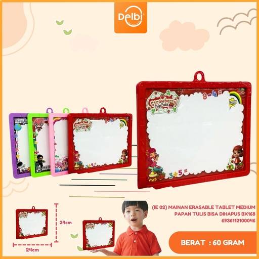 [6936112100046] (IE 02) MAINAN ERASABLE TABLET MEDIUM PAPAN TULIS BISA DIHAPUS BX168