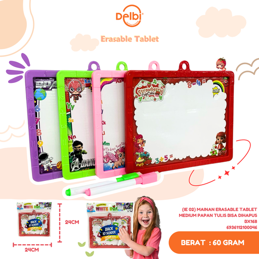 [6936112100046] (IE 02) MAINAN ERASABLE TABLET MEDIUM PAPAN TULIS BISA DIHAPUS BX168