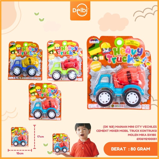 [6936112100051] (DK 168) MAINAN MINI CITY VECHILES CEMENT MIXER MOBIL TRUCK KONTRUKSI MOLEN MIKA BX180 