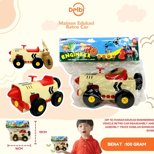 [6936112100063] (DP 13) MAINAN EDUKASI ENGINEERING VEHICLE RETRO CAR DISASSAMBLY AND ASSEMBLY TRUCK MOBILAN BONGKAR BX158