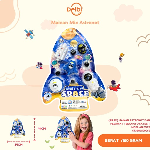[6936112100066] (AR 911) MAINAN ASTRONOT DAN PESAWAT TEKAN UFO SATELIT MOBILAN BX72