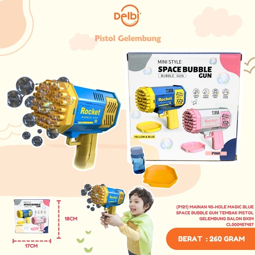 [CL000457457] (P121) MAINAN 40-HOLE MAGIC BLUE SPACE BUBBLE GUN TEMBAK PISTOL GELEMBUNG BALON BX54