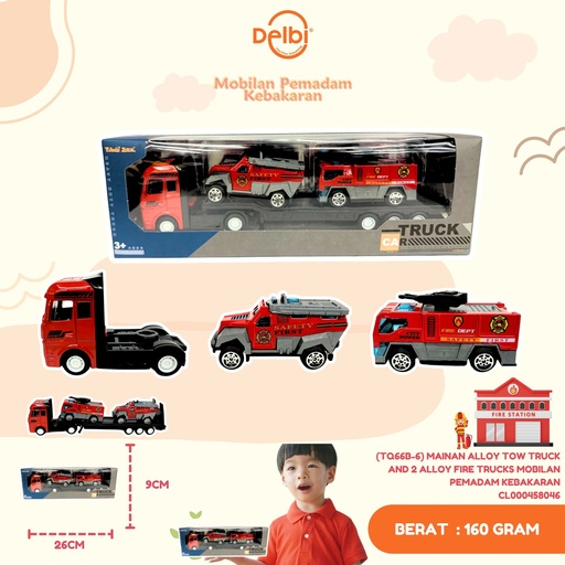 [CL000458046] (TQ66B-6) MAINAN ALLOY TOW TRUCK AND 2 ALLOY FIRE TRUCKS MOBILAN PEMADAM KEBAKARAN 