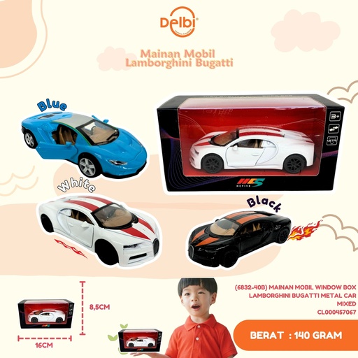 [CL000457067] (6832-40B) MAINAN MOBIL WINDOW BOX LAMBORGHINI BUGATTI METAL CAR MIXED