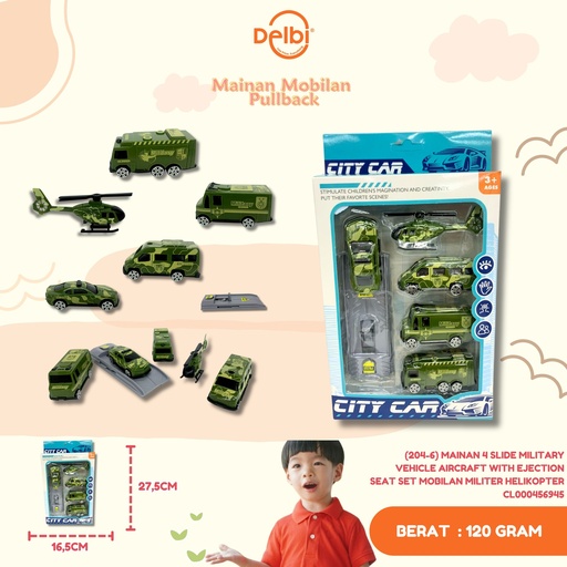 [CL000456945] (204-6) MAINAN 4 SLIDE MILITARY VEHICLE AIRCRAFT WITH EJECTION SEAT SET MOBILAN MILITER HELIKOPTER