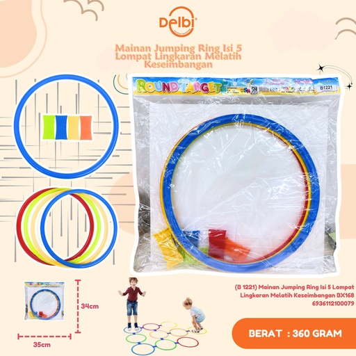 [6936112100079] (B 1221) Mainan Jumping Ring Isi 5 Lompat Lingkaran Melatih Keseimbangan BX168