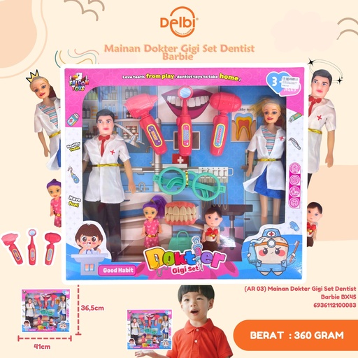 [6936112100083] (AR 03) Mainan Dokter Gigi Set Dentist Barbie BX45