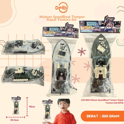 [6936112100087] (AR 266) Mainan SpeedBoat Tempur Kapal Tentara Set BX42