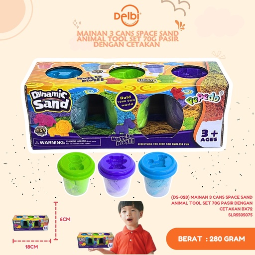 [SLR5505075] (DS-028) MAINAN 3 CANS SPACE SAND ANIMAL TOOL SET 70G PASIR DENGAN CETAKAN BX72