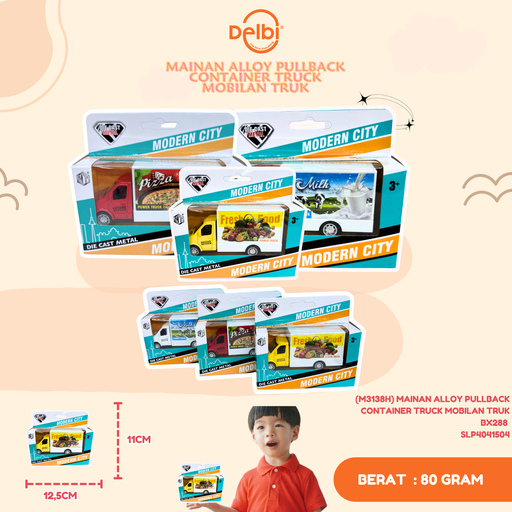 [SLP4041504] (M3138H) MAINAN ALLOY PULLBACK CONTAINER TRUCK MOBILAN TRUK BX288 