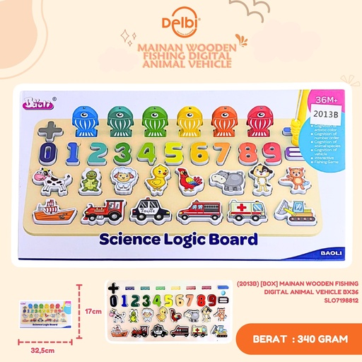 [SLO7198812] (2013B) [BOX] MAINAN WOODEN FISHING DIGITAL ANIMAL VEHICLE BX36