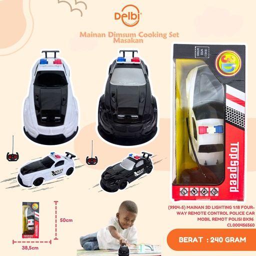 [CL000456560] (9904-5) MAINAN 3D LIGHTING 1:18 FOUR-WAY REMOTE CONTROL POLICE CAR MOBIL REMOT POLISI BX96 