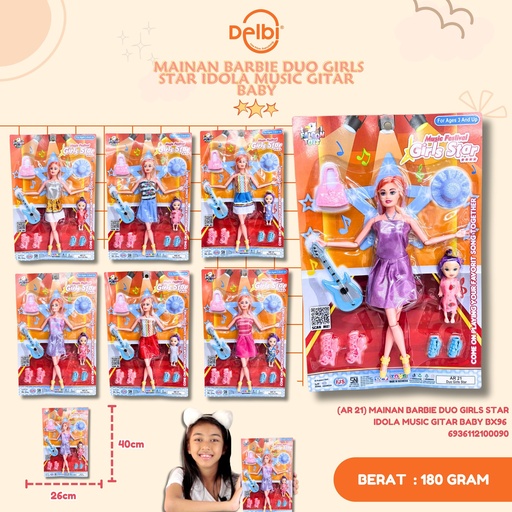 [6936112100090] (AR 21) MAINAN BARBIE DUO GIRLS STAR IDOLA MUSIC GITAR BABY BX96 