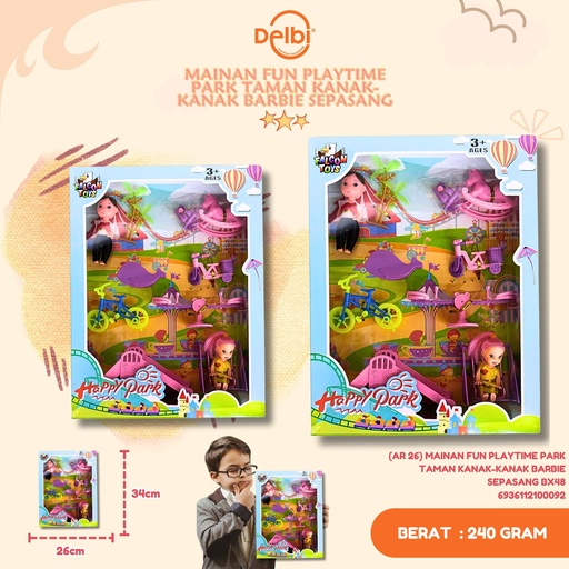 [6936112100092] (AR 26) MAINAN FUN PLAYTIME PARK TAMAN KANAK-KANAK BARBIE SEPASANG BX48