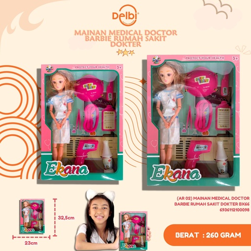 [6936112100098] (AR 02) MAINAN MEDICAL DOCTOR BARBIE RUMAH SAKIT DOKTER BX66