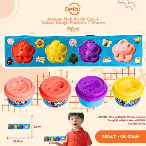 [6936112100103] (AR 1012) Mainan Doh Re Mi Cup 4 Colors Dough Plastisin 4 Warna BX144 