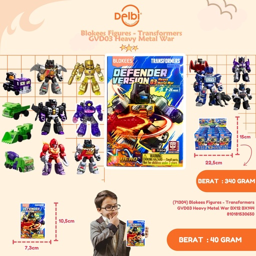 [810181530650] (71304) Blokees Figures - Transformers DV03 Heavy Metal War BX12 BX144