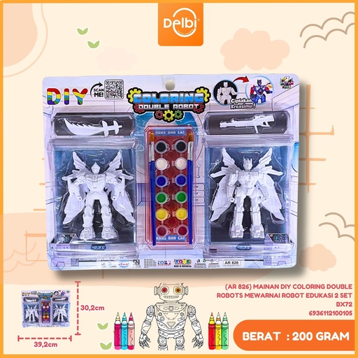 [6936112100105] (AR 826) MAINAN DIY COLORING DOUBLE ROBOTS MEWARNAI ROBOT EDUKASI 2 SET BX72