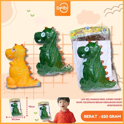 [6936112100110] (AR 125) MAINAN DINO JUMBO MONEY BANK CELENGAN BESAR MENABUNG BX24
