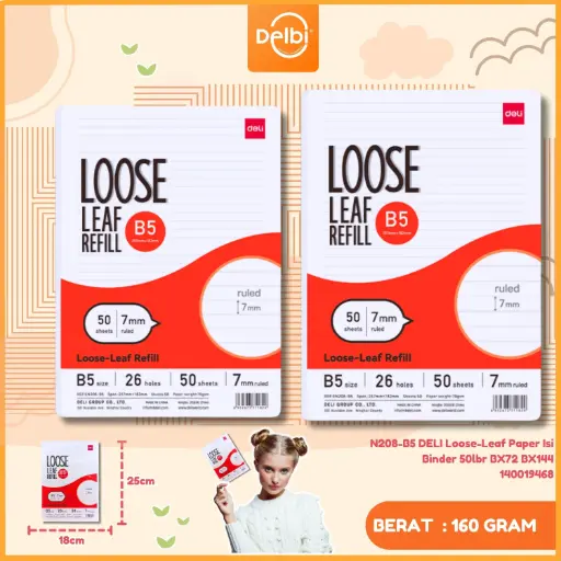 [140019468] N208-B5 DELI Loose-Leaf Paper Isi Binder 50lbr BX72 BX144