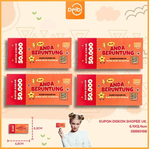[08880108] KUPON DISKON SHOPEE UK. 6.4X2.4cm 
