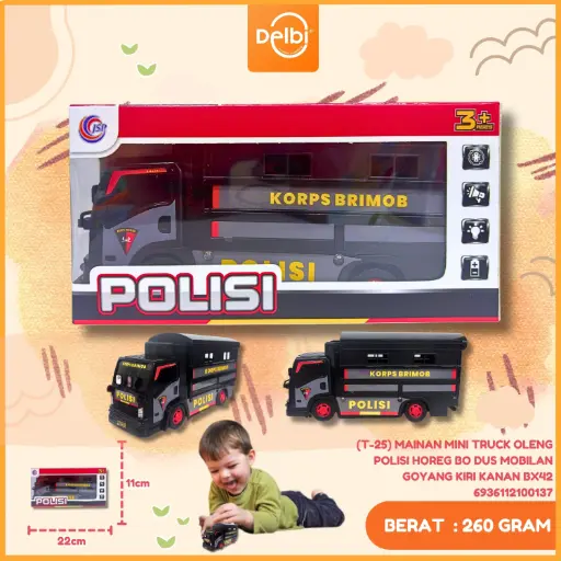 [6936112100137] (T-25) MAINAN MINI TRUCK OLENG POLISI HOREG BO DUS MOBILAN GOYANG KIRI KANAN BX42