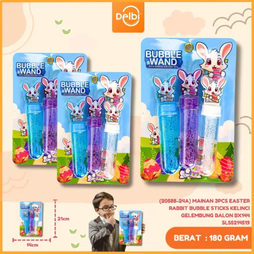 [SLS5214519] (20588-24A) MAINAN 3PCS EASTER RABBIT BUBBLE STICKS KELINCI GELEMBUNG BALON BX144