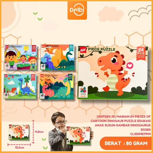 [CL000457944] (GXF024-13) MAINAN 24 PIECES OF CARTOON DINOSAUR PUZZLE EDUKASI ANAK SUSUN GAMBAR DINOSAURUS BX360