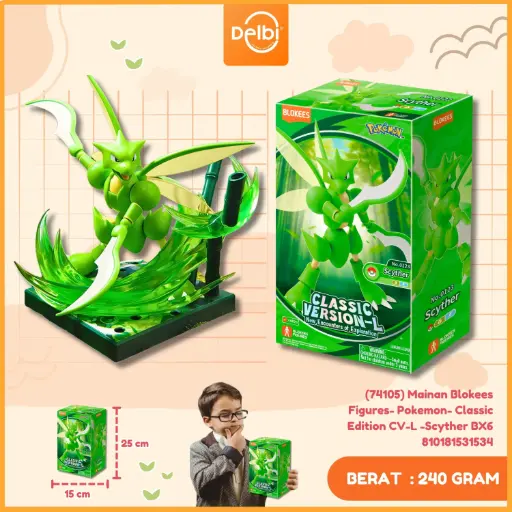 [810181531534] (74105) Mainan Blokees Figures- Pokemon- Classic Edition CV-L -Scyther BX6