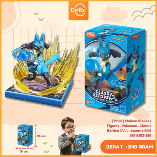 [810181531558] (74107) Mainan Blokees Figures- Pokemon- Classic Edition CV-L -Lucario BX6