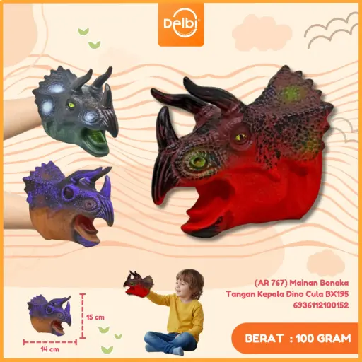 [6936112100152] (AR 767) Mainan Boneka Tangan Kepala Dino Cula BX195
