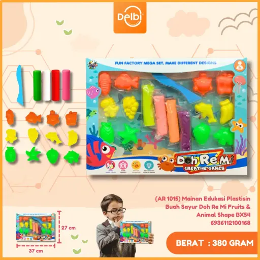 [6936112100168] (AR 1015) Mainan Edukasi Plastisin Buah Sayur Doh Re Mi Fruits & Animal Shape BX54