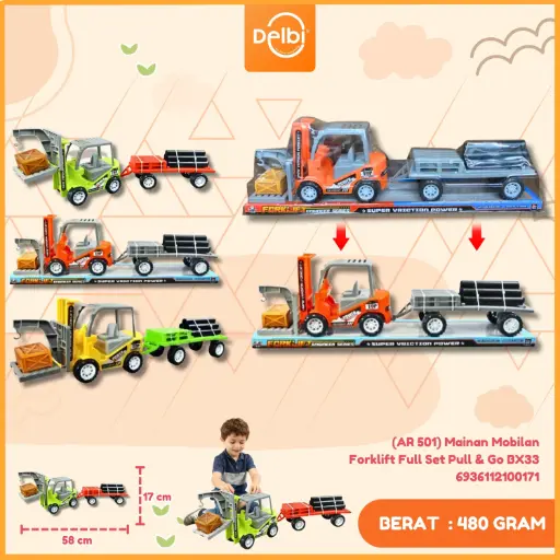[6936112100171] (AR 501) Mainan Mobilan Forklift Full Set Pull & Go BX33