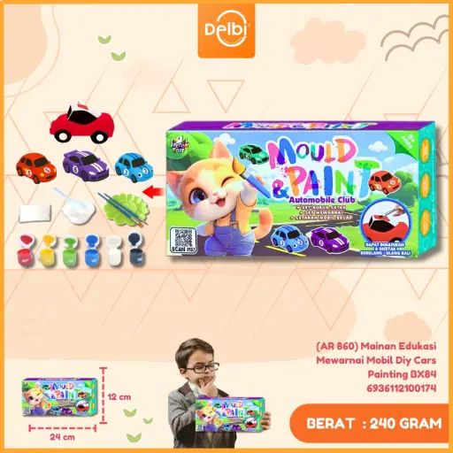 [6936112100174] (AR 860) Mainan Edukasi Mewarnai Mobil Diy Cars Painting BX84