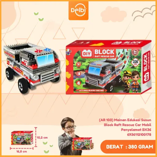 [6936112100178] (AR 103) Mainan Edukasi Susun Block Raft Rescue Car Mobil Penyelamat BX36