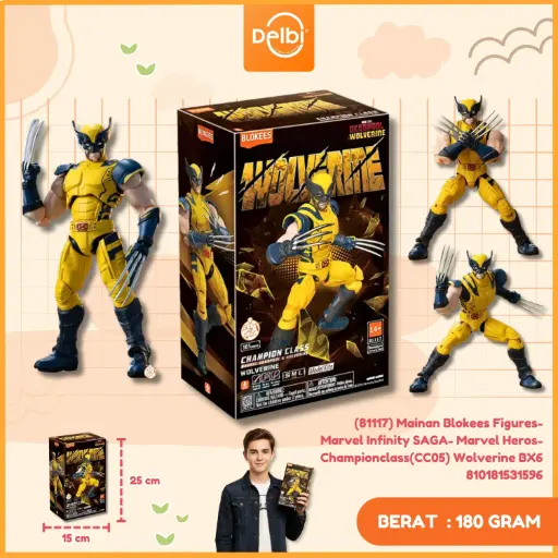 [810181531596] (81117) Mainan Blokees Figures- Marvel Infinity SAGA- Marvel Heros- Championclass(CC05) Wolverine BX6