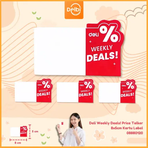 [08880120] Deli Weekly Deels! Price Talker 8x5cm Kartu Label